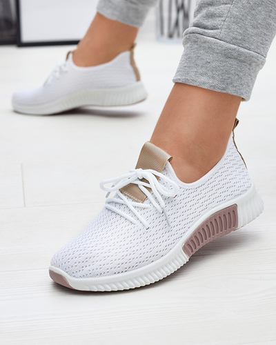 Chaussures de sport blanches pour femmes avec semelles intérieures marron Kedeti - Chaussures