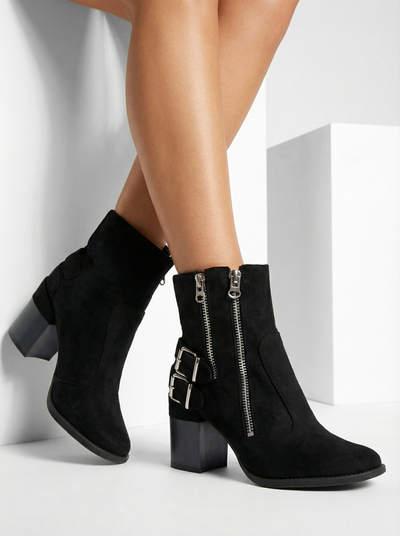 Royalfashion Bottes noires pour femme avec embellissement Feirrgo