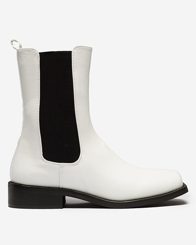 Bottes hautes blanches pour femmes à bout carré Ludiz- Footwear
