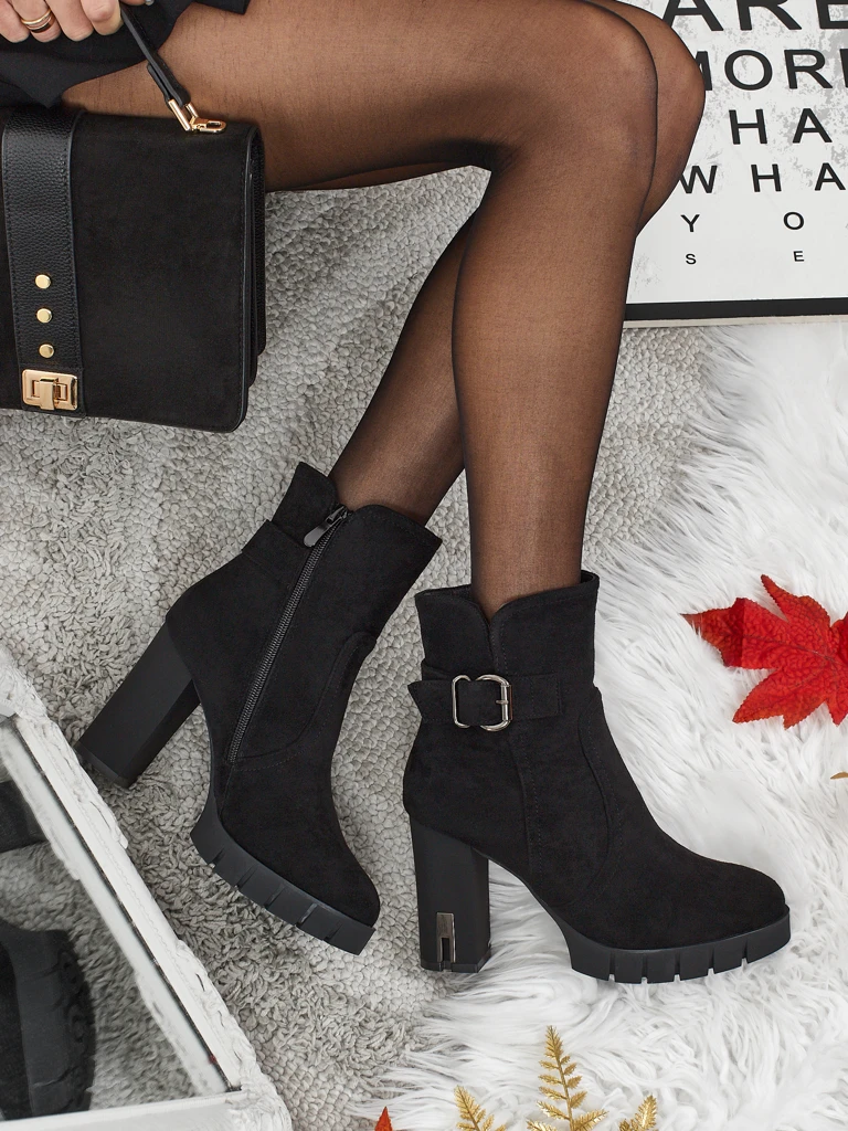 Bottines femme en éco-daim à talons épais Liravie