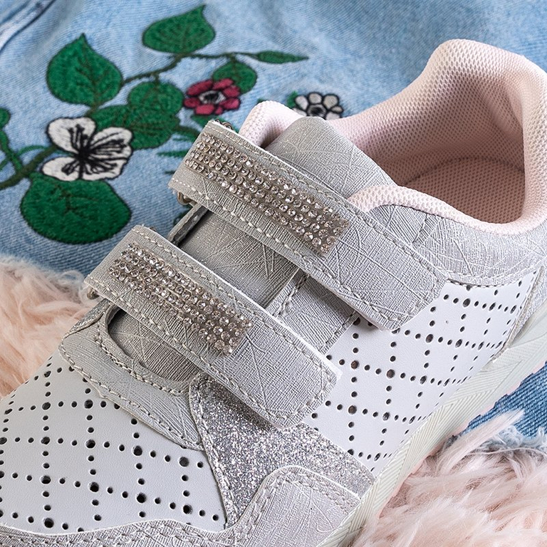 Chaussures de sport ajourées pour enfants en argent avec zircones cubiques Abrian - Footwear