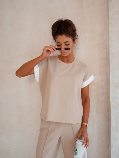 Ensemble Royalfashion en coton pour femmes avec manches courtes et pantalons évasés