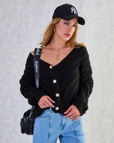 Royalfashion Pull tricoté pour femme avec boutons