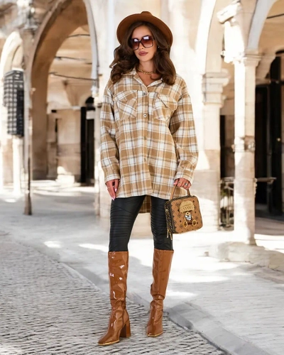 Royalfashion Manteau chemise en coton pour femme