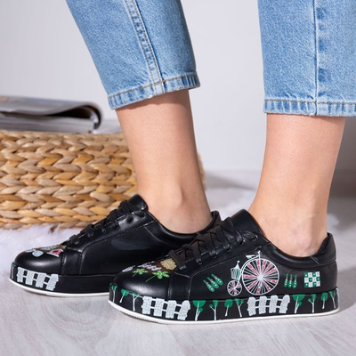 Baskets noires avec imprimé Judi coloré - Footwear