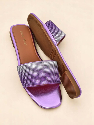 Royalfashion Sandales pour femmes ShinyGlow avec zircons