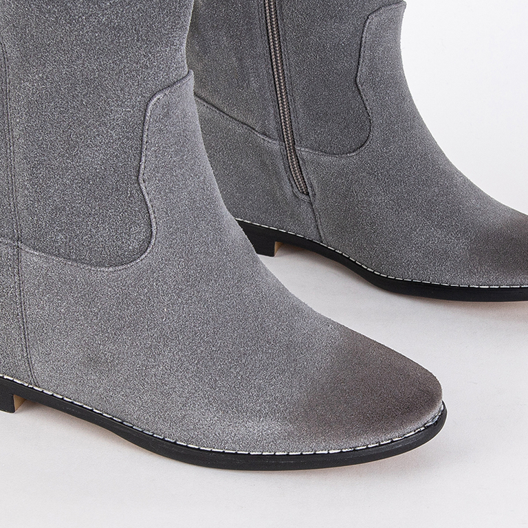 Bottines grises pour femme à talon compensé Hiloumi - Chaussures