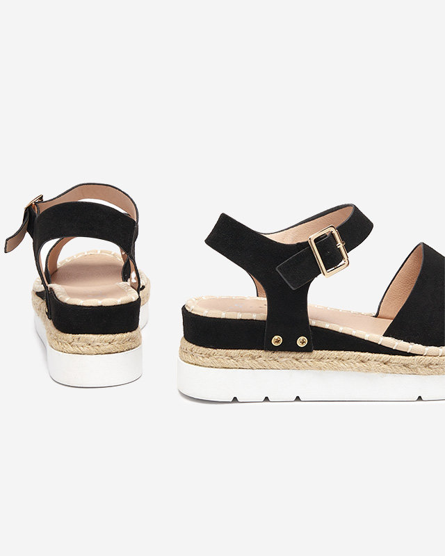 OUTLET Sandales compensées noires pour femmes Setovia - Chaussures