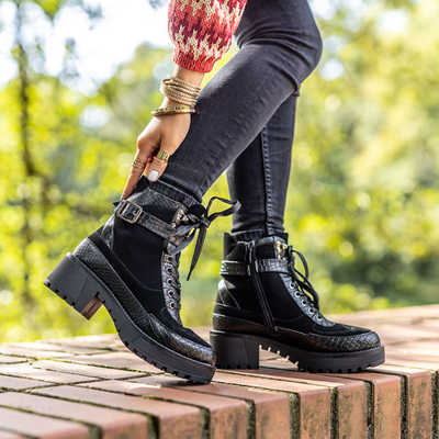 Bottines noires avec gaufrage Alabi - Chaussures