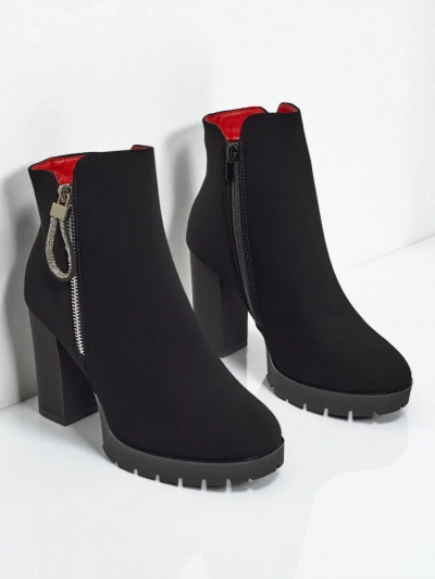 Bottines femme en cuir écologique à talons épais Marellin