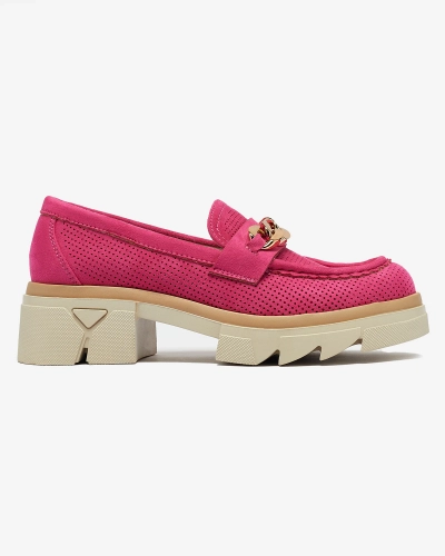 Royalfashion Mocassins en daim écologique avec embellissement doré en fuchsia Zaffix