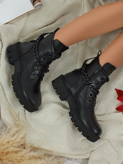 Bottines lacées pour femmes en cuir écologique Anviq