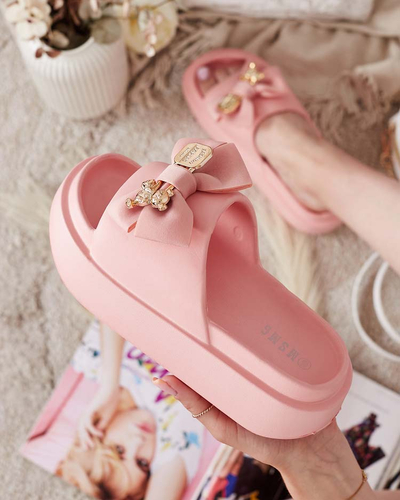 Royalfashion Tongs en caoutchouc pour femme avec nœud décoratif Apis