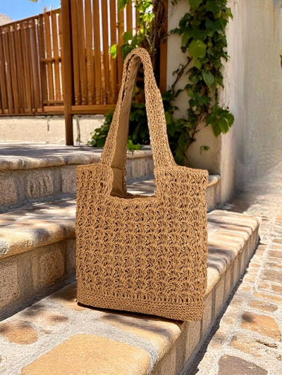 Royalfashion Grand sac à main en paille pour femmes Sunny Straw