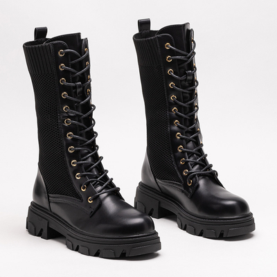 Bottines à lacets femme noires ajourées Buhomi - Footwear