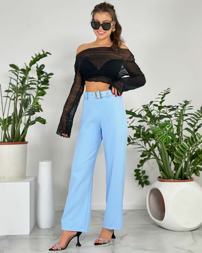 Royalfashion Pantalon large en tissu pour femme