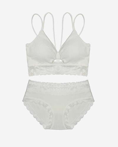 Ensemble de lingerie blanche pour femme avec dentelle - Sous-vêtements