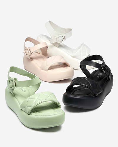 OUTLET Sandales pour femme en éco-cuir matelassé sur un talon compensé de couleur beige Baloui. Chaussure