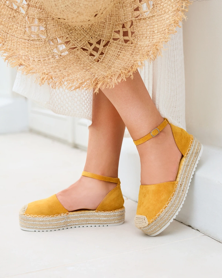 Sandales Espadrilles Espadrilles Jaunes Sandales Femme Jaune A'la