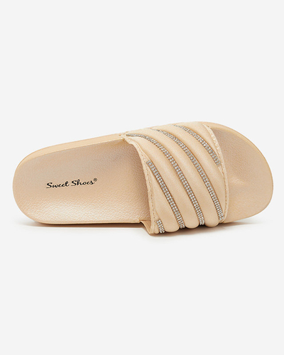 Chaussons femme beiges avec zircons cubiques Erikis - Footwear