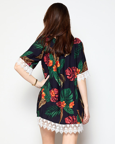 Chemisier femme bleu marine à fleurs GRANDE TAILLE - Vêtements