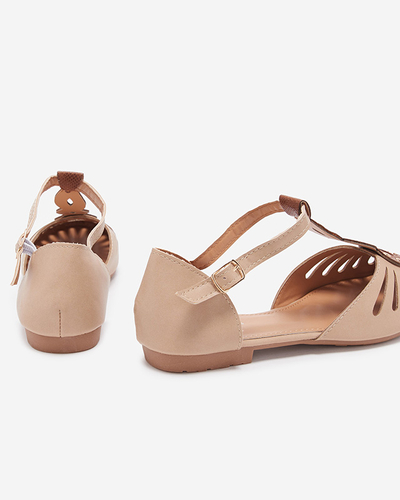 Ballerines femme beiges ajourées avec découpe sur les côtés Erraf-Footwear