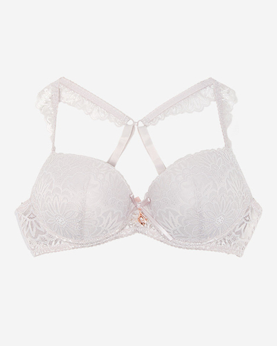 Soutien-gorge femme avec dentelle de couleur gris clair - Sous-vêtements