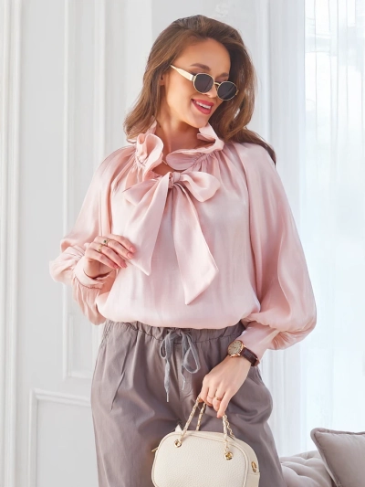 Royalfashion Chemisier scintillant pour femmes avec col décoratif
