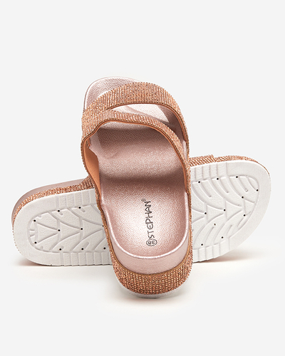 OUTLET Chaussons femme rose et or avec zircons cubiques de Slisera - Footwear