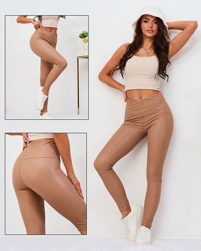 Royalfashion Leggings en éco-cuir pour femmes en marron