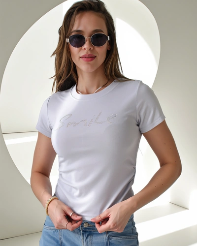 Blouse en coton Royalfashion pour femmes avec l'inscription