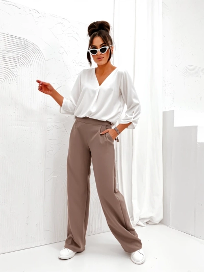 Pantalons larges en tissu pour femme Royalfashion