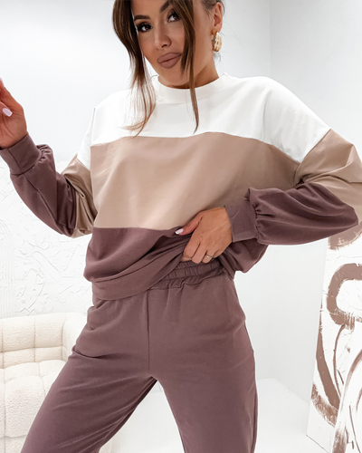 Royalfashion Ensemble de survêtement en coton rayé ChillFlex pour femmes