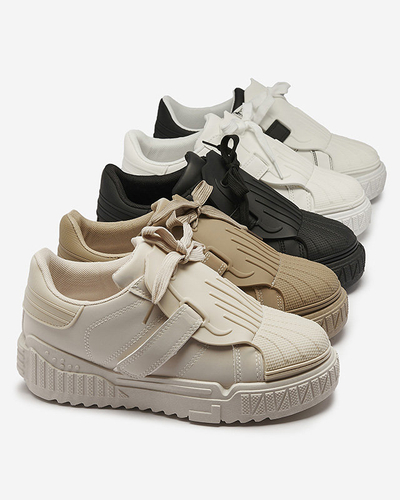OUTLET Chaussures de sport pour femmes, noires et blanches, avec empiècements en caoutchouc Inika - Footwear