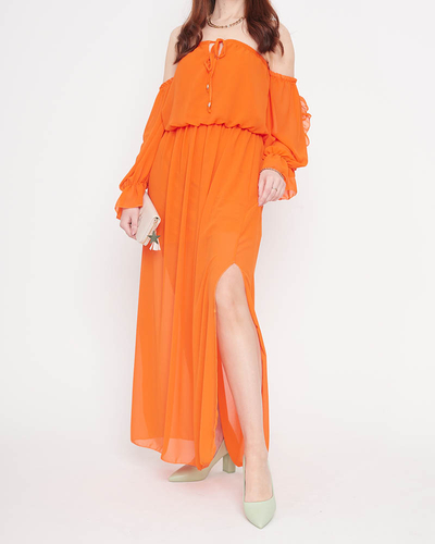 Robe longue espagnole orange pour femme - Vêtements