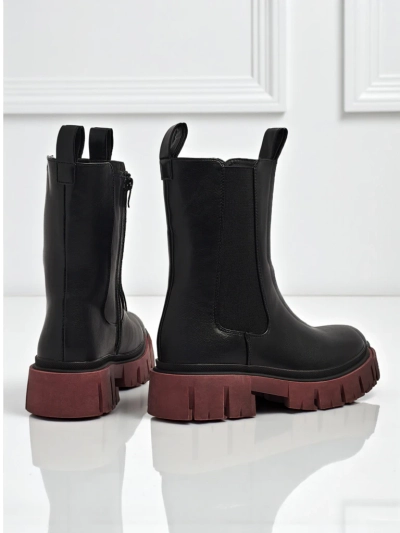 Bottines montantes pour femmes en cuir écologique avec semelle colorée Dorvella