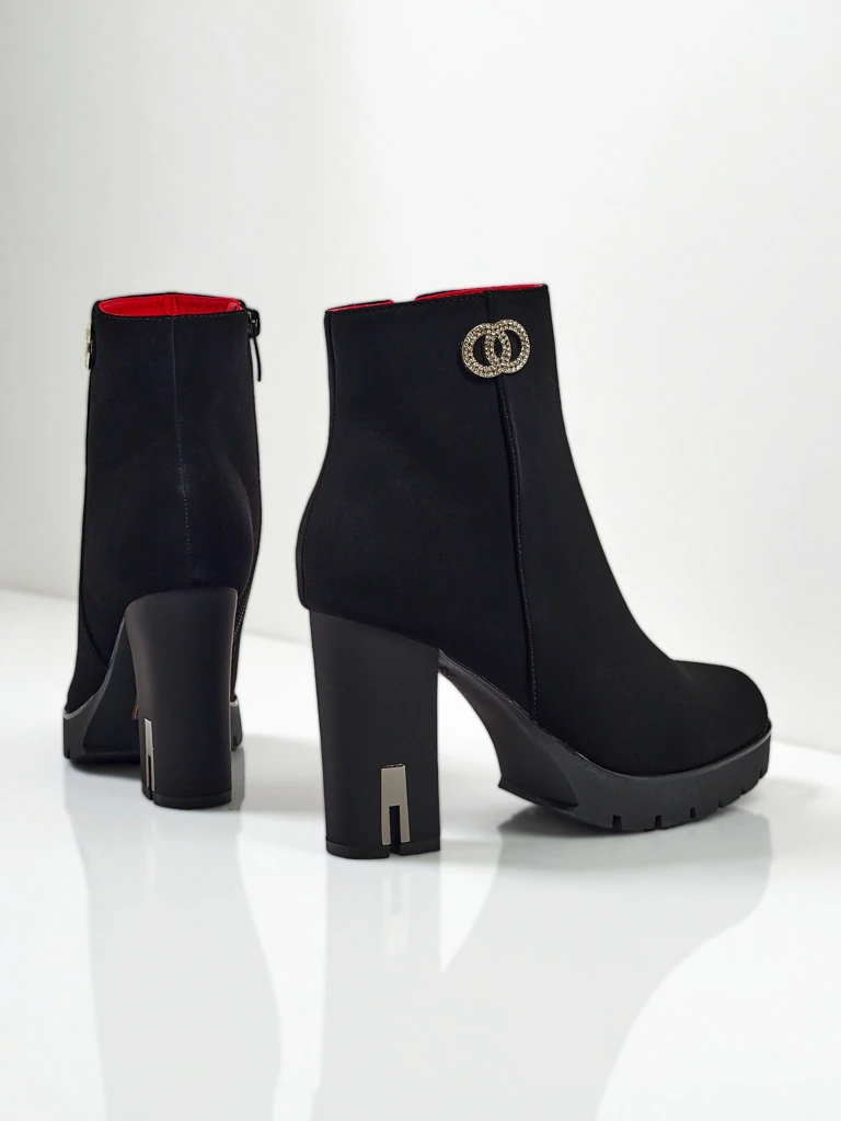 Bottines pour femmes en cuir écologique mat à talons épais Olivane