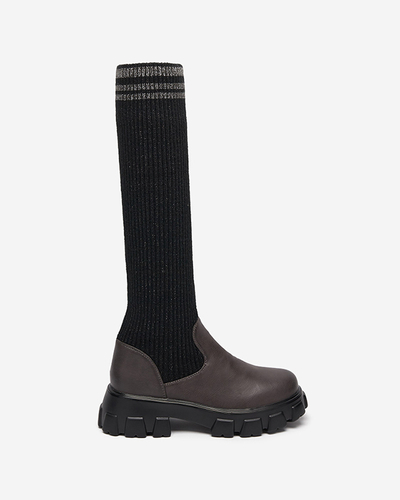 Bottes hautes noires et marron pour femme Alerpi- Footwear