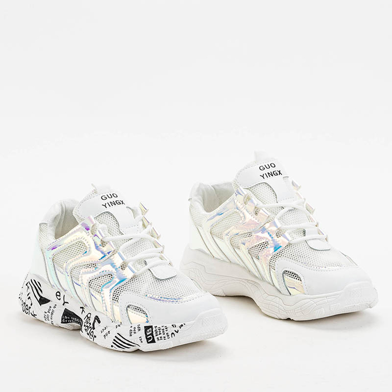Chaussures de sport femme Adine blanches avec empiècements holographiques - Footwear