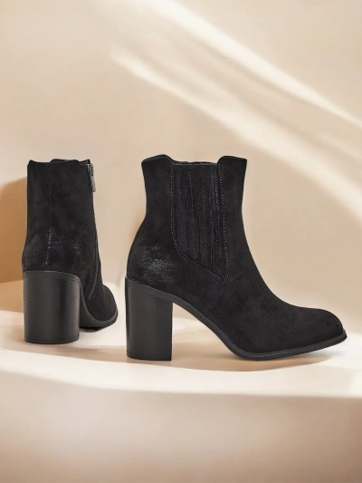 Bottines pour femmes en éco-suède Royalfashion à talon bloc Cesios
