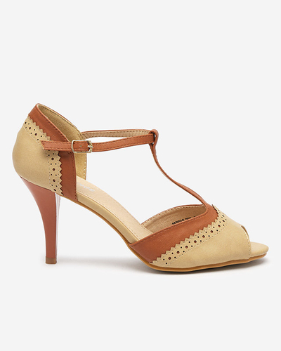 OUTLET Escarpins femme beige et camel à découpes Shally - Souliers