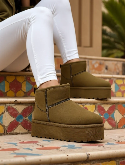 Royalfashion Bottines courtes style bottes de neige pour femmes Wiebi