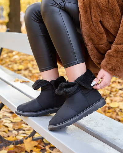 Bottes noires pour femmes a'la bottes de neige Kalioli- Footwear