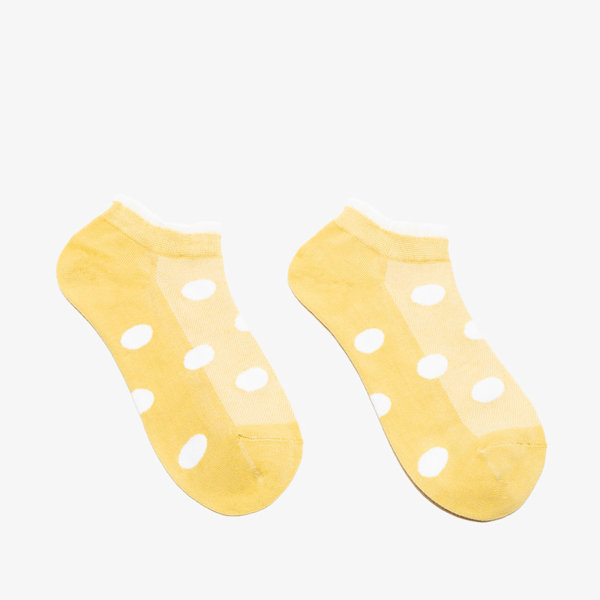 Chaussettes jaunes femme à pois - Sous-vêtements