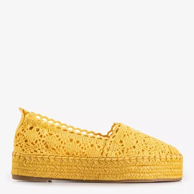 OUTLET Espadrilles femme jaunes ajourées sur la plateforme Abra - Chaussures