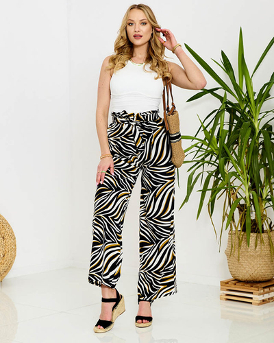 Pantalon palazzo à motifs pour femmes en noir- Vêtements