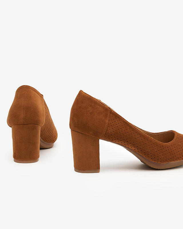 OUTLET Escarpins femme camel ajourés sur le poteau Kalirso - Footwear