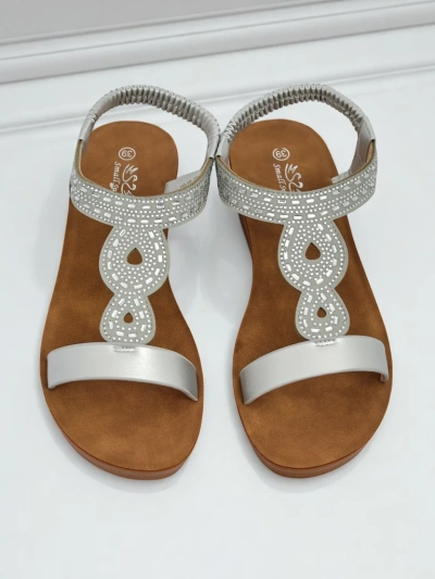 Royalfashion Sandales compensées pour femmes avec zircons Agaya