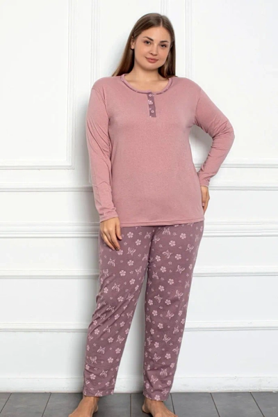 Royalfashion Pijamas en Coton pour Femmes en 2 Pièces Imprimé Papillon TAILLE PLUS