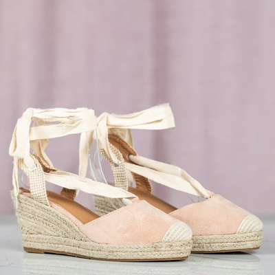 Espadrilles compensées roses avec liens margaretta - Chaussures